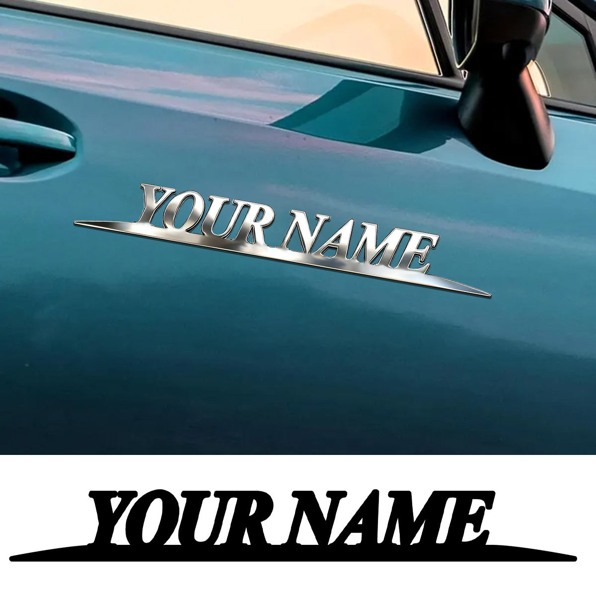 Wedding Shop - Metal Trendy YOUR NAME Stickers Custom